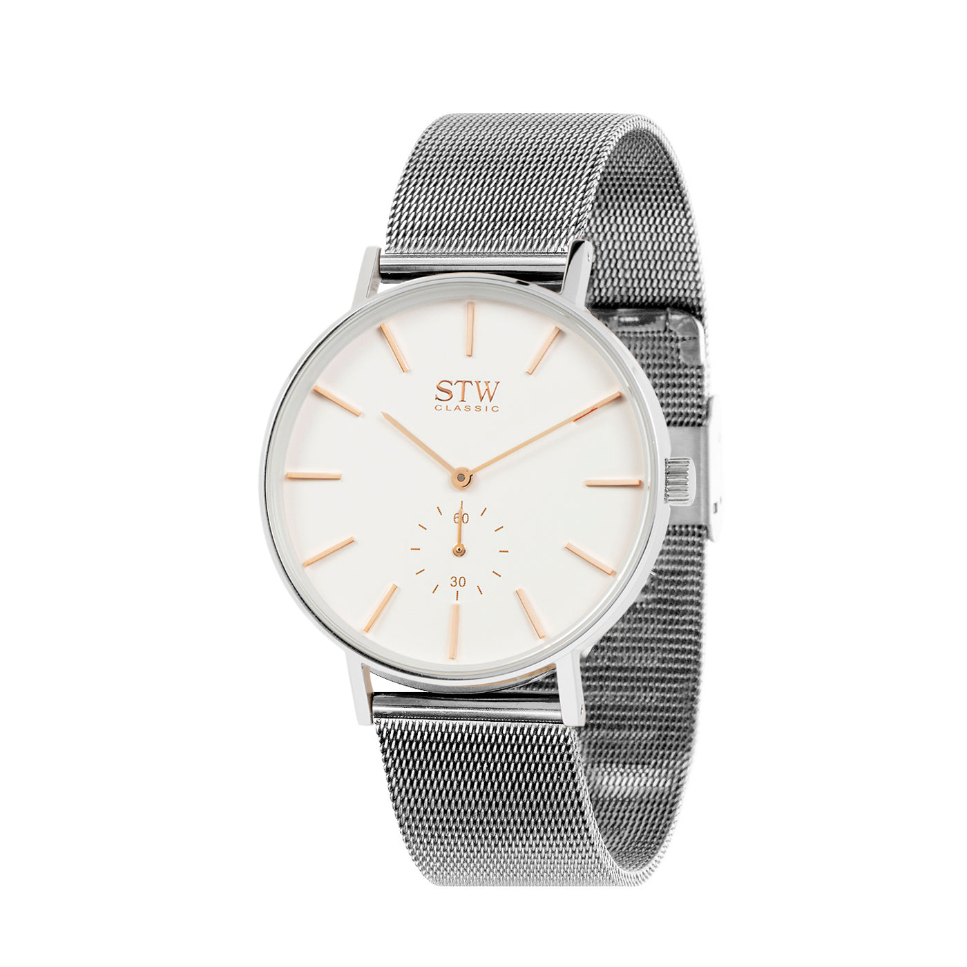 THE CLASSIC -  WHITE DIAL / SILVER MESH BAND WATCH