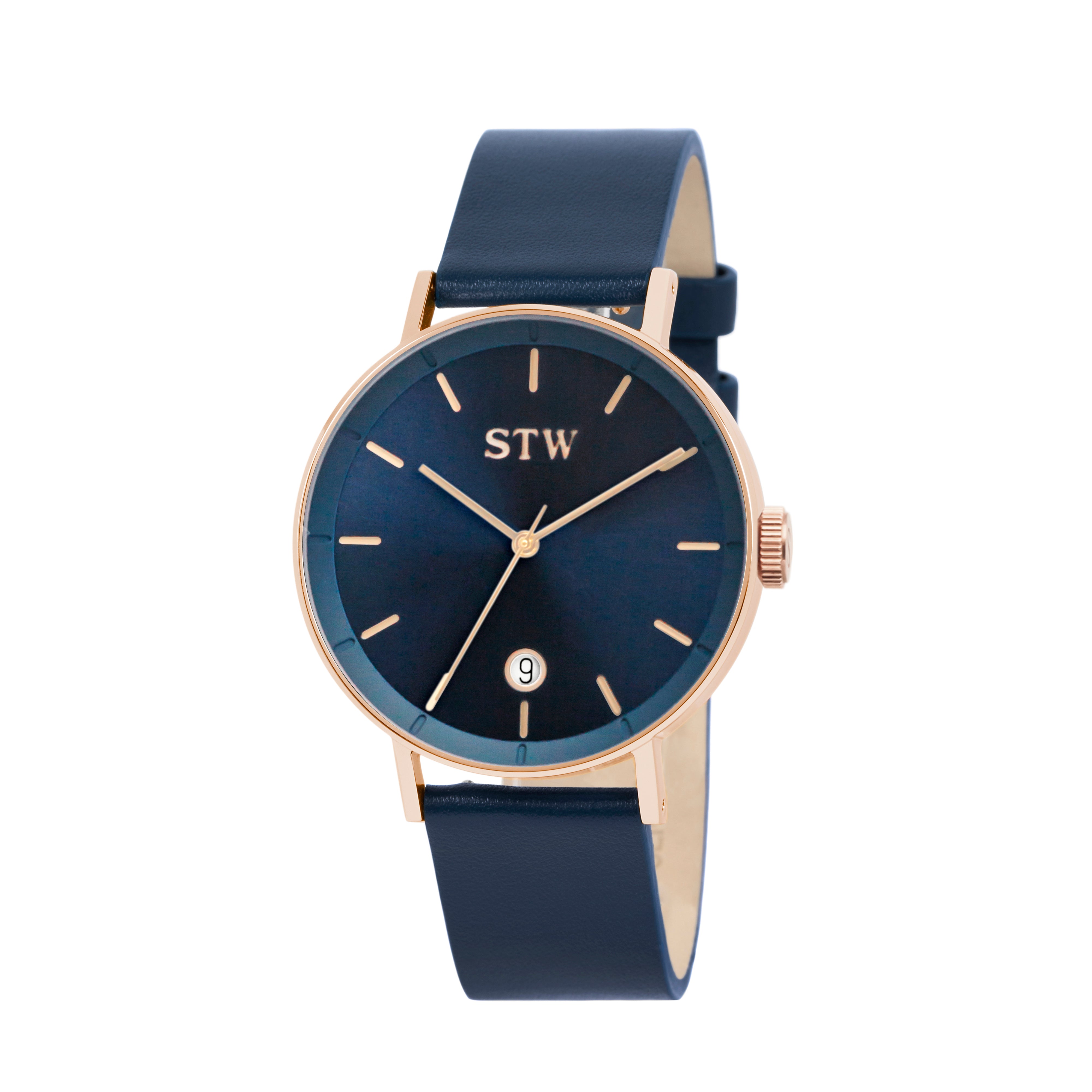 CUT OUT -  BLUE DIAL / BLUE LEATHER STRAP WATCH