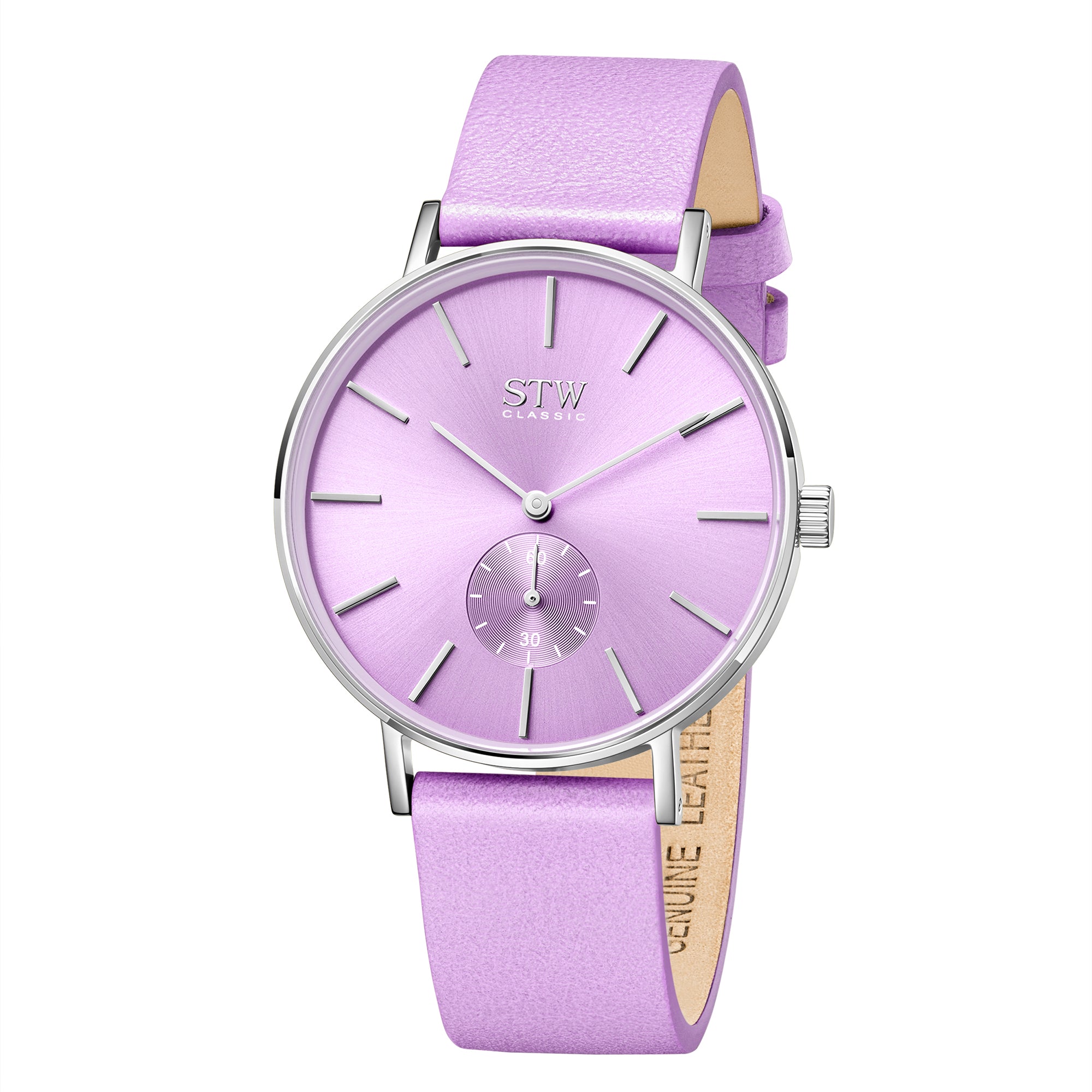 THE CLASSIC -  SHINY SILVER CASE / PURPLE DIAL / SILVER MESH BAND