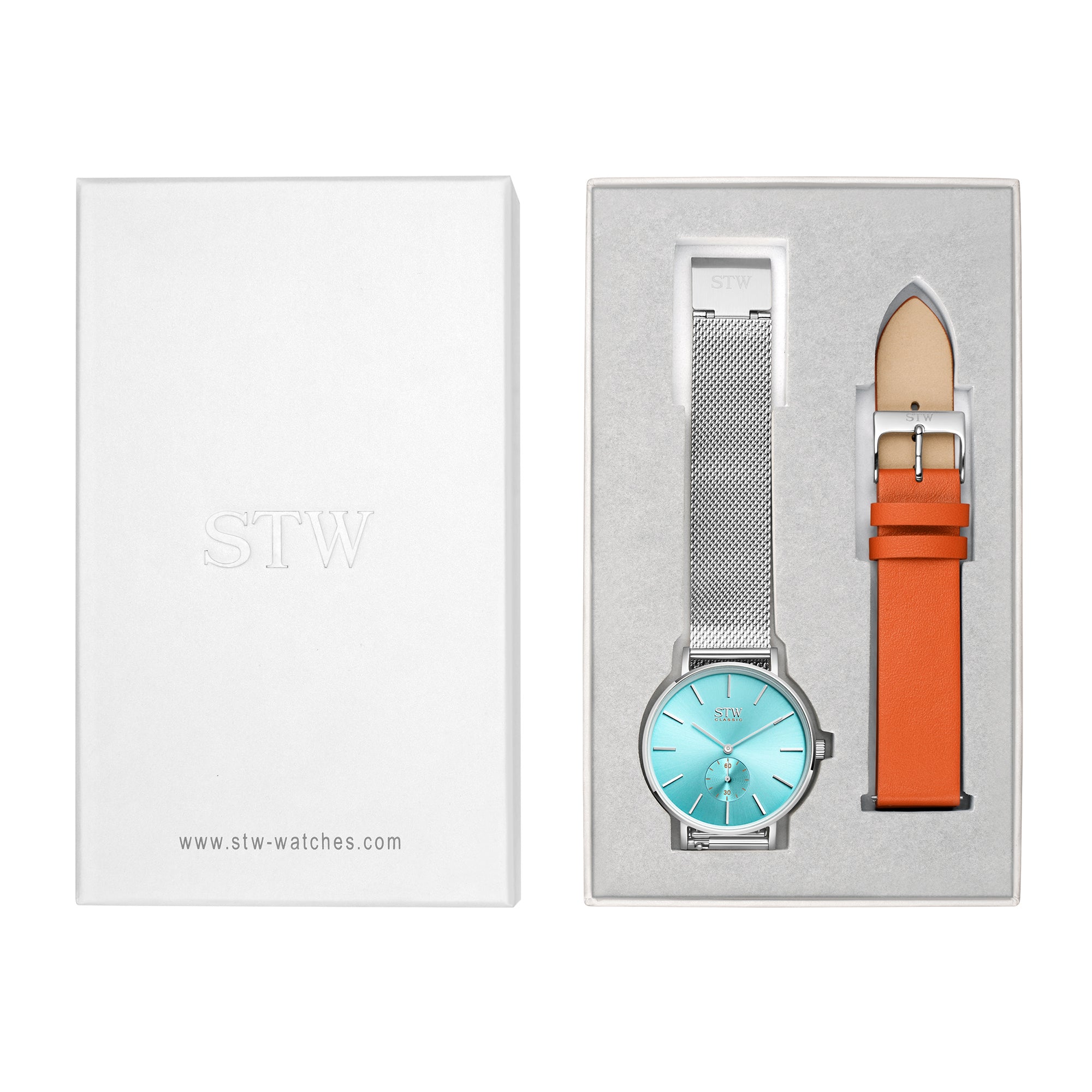 THE CLASSIC - SHINY SILVER CASE / TIFFANY BLUE DIAL / SILVER MESH BAND