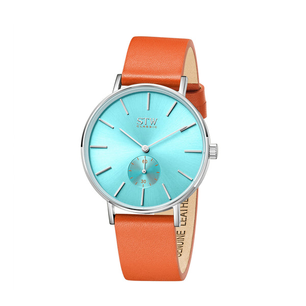 THE CLASSIC - SHINY SILVER CASE / TIFFANY BLUE DIAL / ORANGE