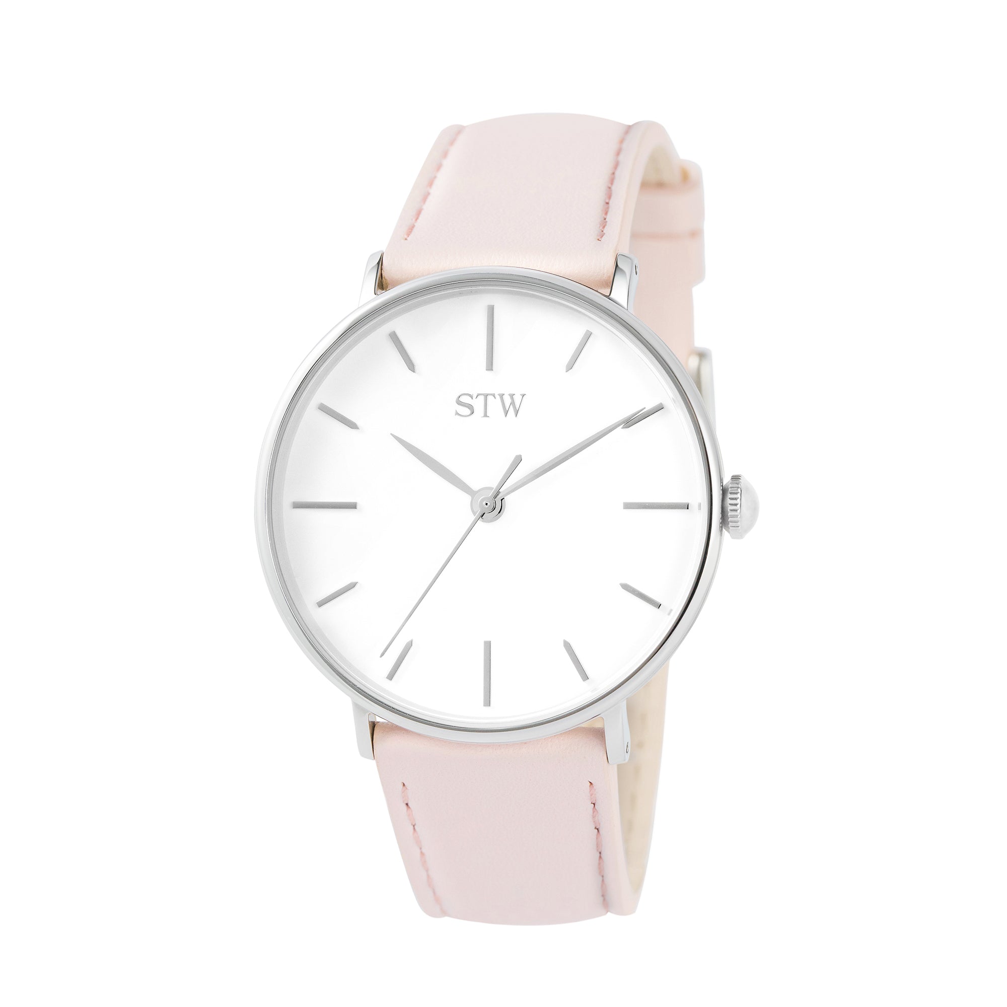 THE HERITAGE -  WHITE DIAL / BABY PINK LEATHER STRAP WATCH