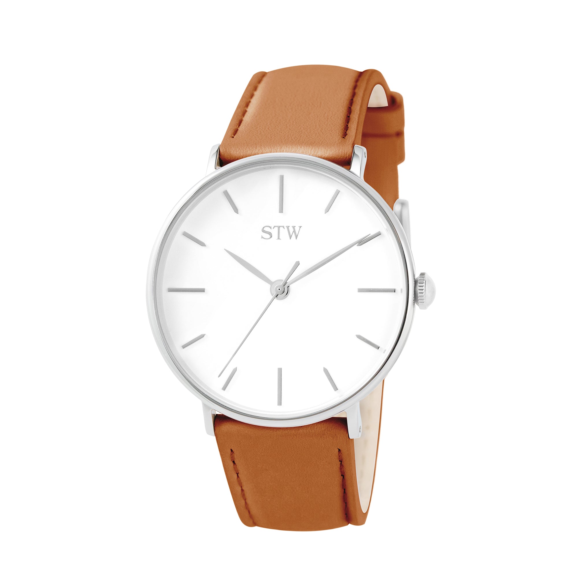 THE HERITAGE -  WHITE DIAL / RED BROWN LEATHER STRAP WATCH