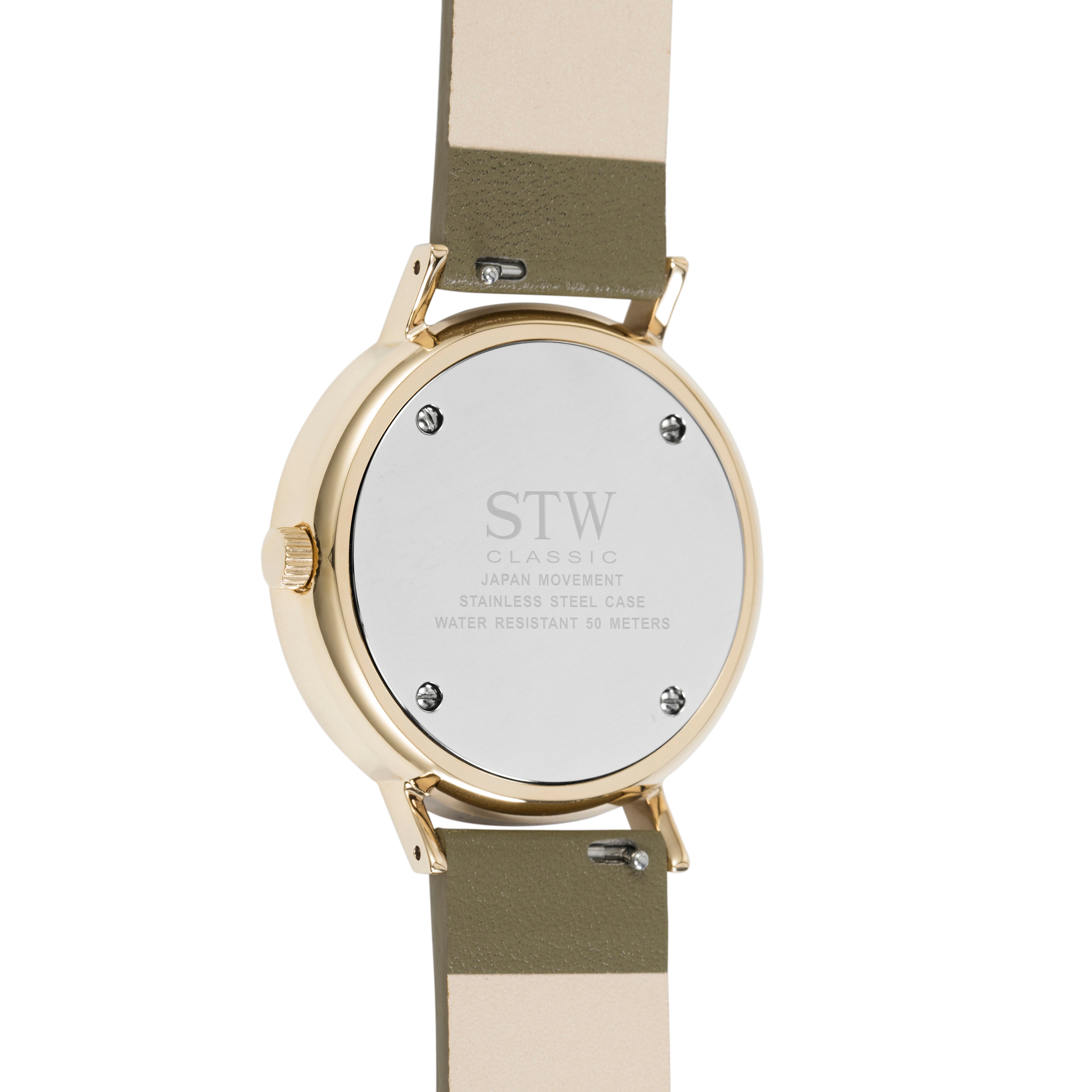 THE CLASSIC -  BLACK DIAL WITH OLIVE LEATHER STRAP WATCH