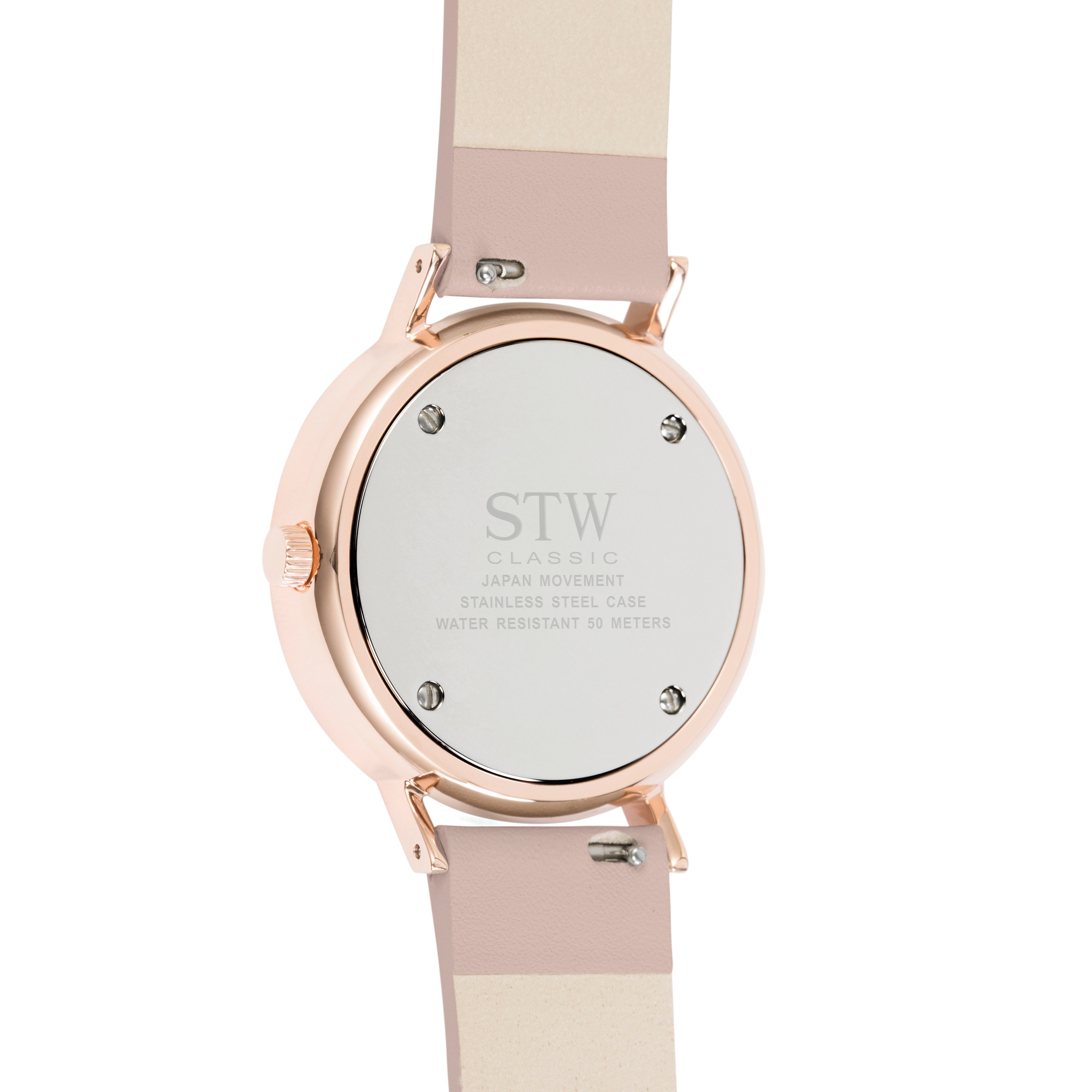 THE CLASSIC -  WHITE DIAL WITH PINK LEATHER STRAP WATCH