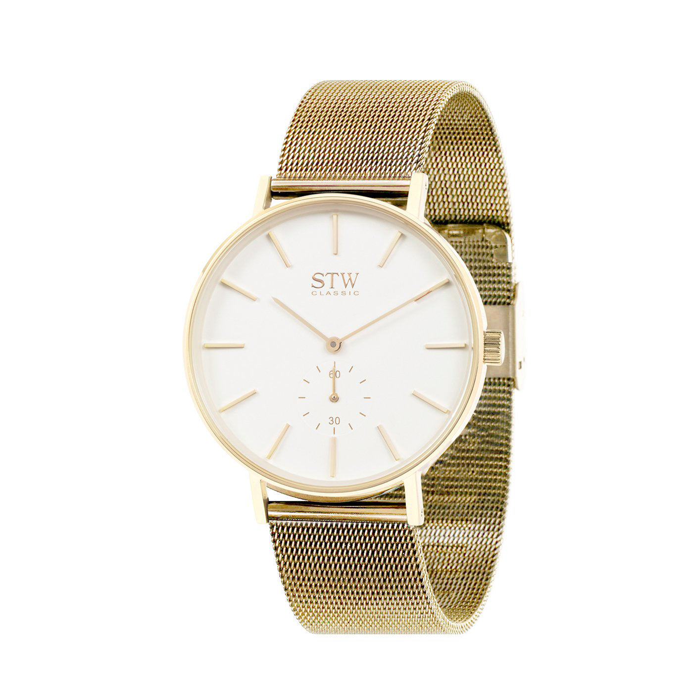 THE CLASSIC -  WHITE DIAL / YELLOW GOLD MESH BAND WATCH