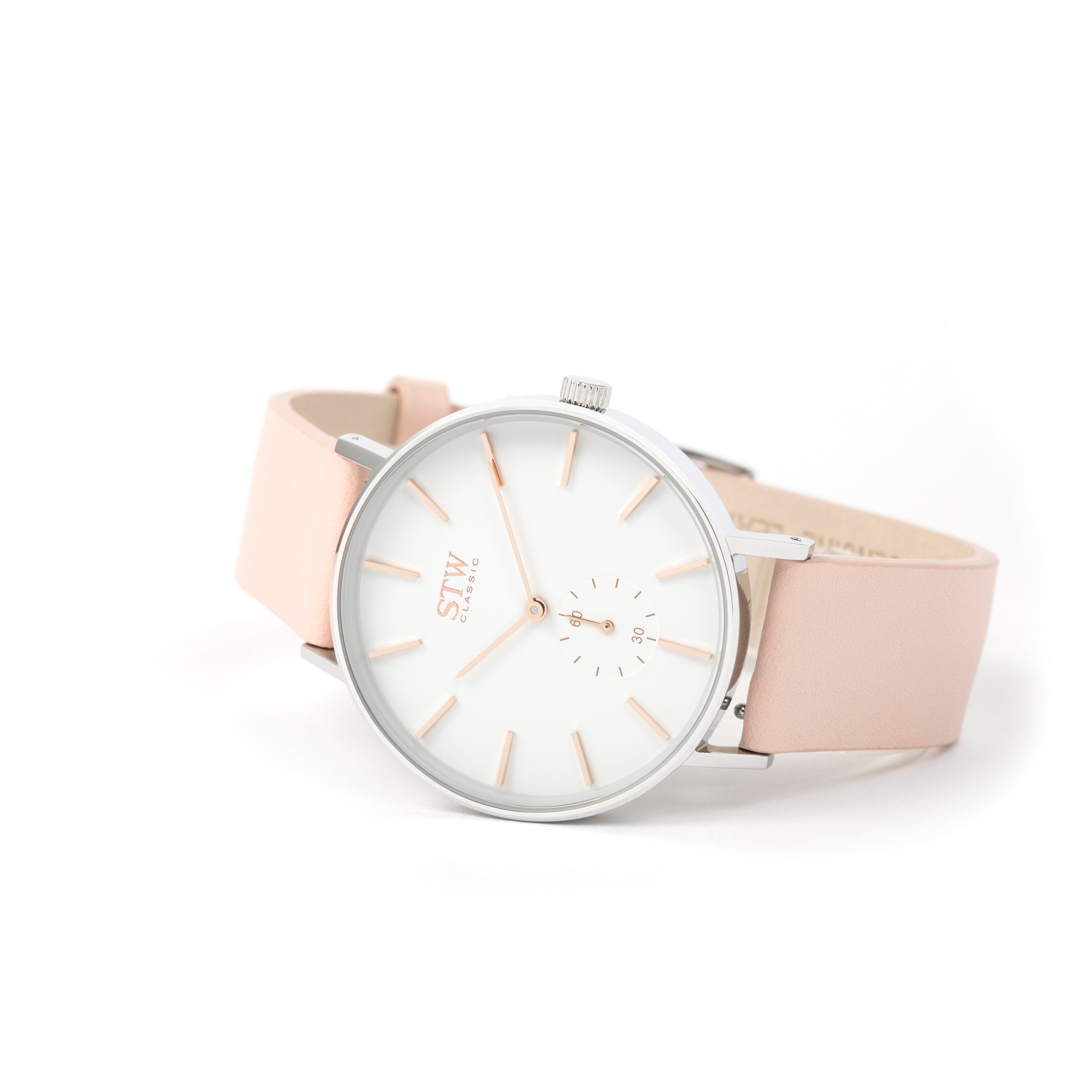 THE CLASSIC -  WHITE DIAL WITH VEGETABLE TAN LEATHER STRAP WATCH