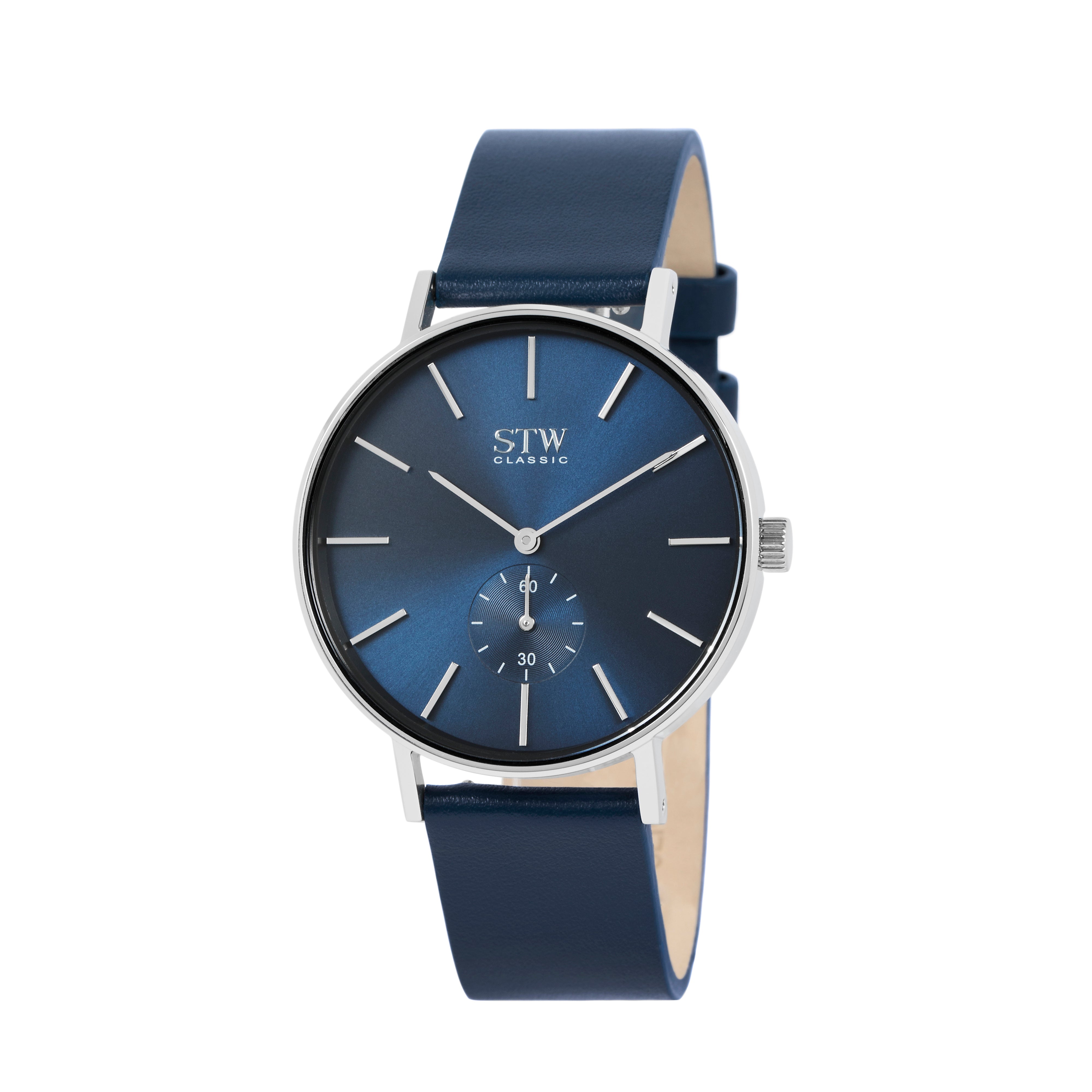 THE CLASSIC -  BLUE DIAL WITH BLUE LEATHER STRAP WATCH
