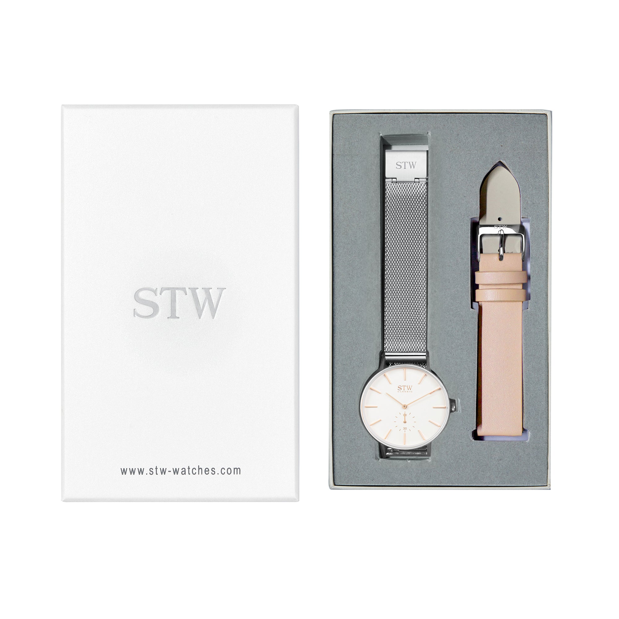 THE CLASSIC -  WHITE DIAL / SILVER MESH BAND WATCH