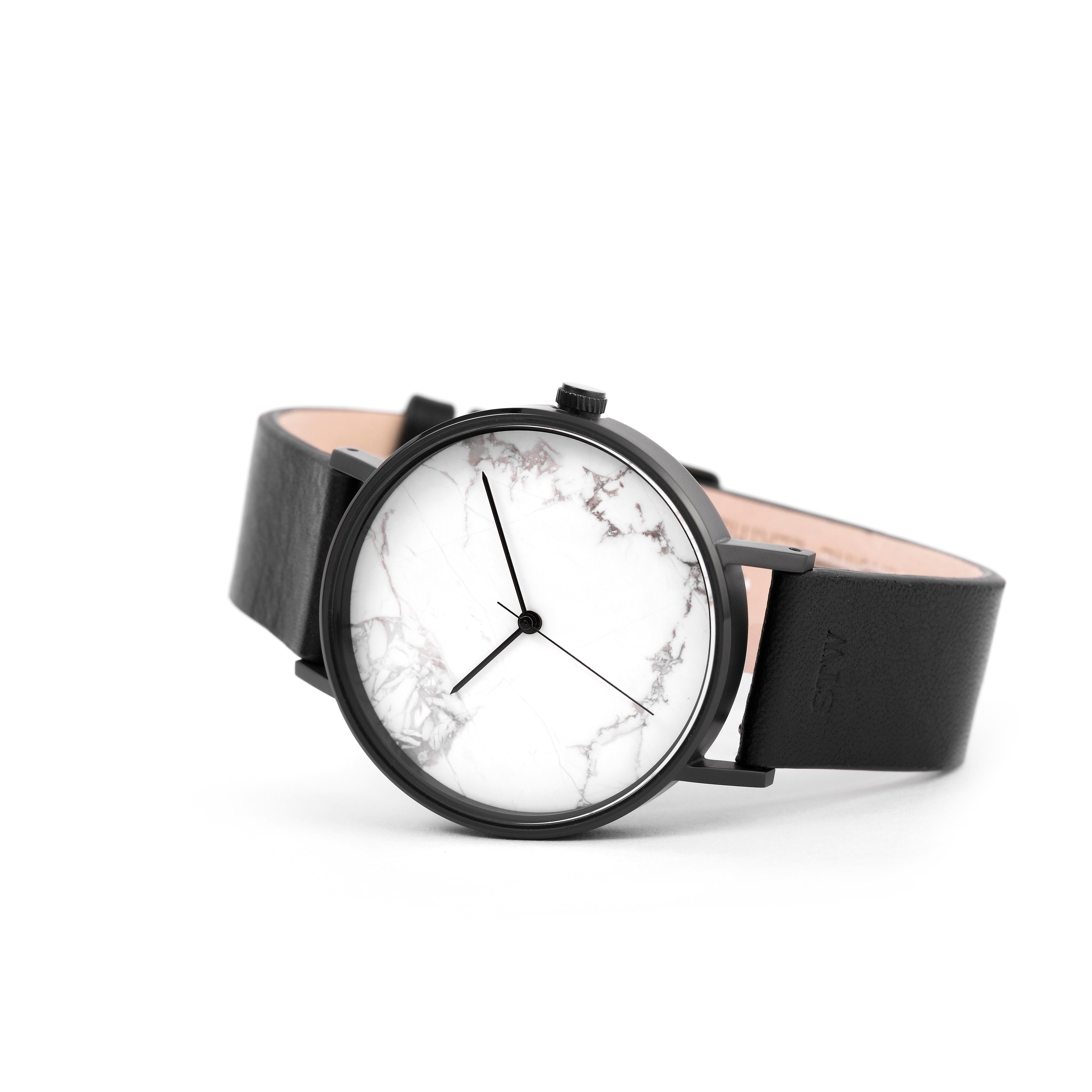 THE STONE -  WHITE MARBLE DIAL / BLACK MESH BAND WATCH