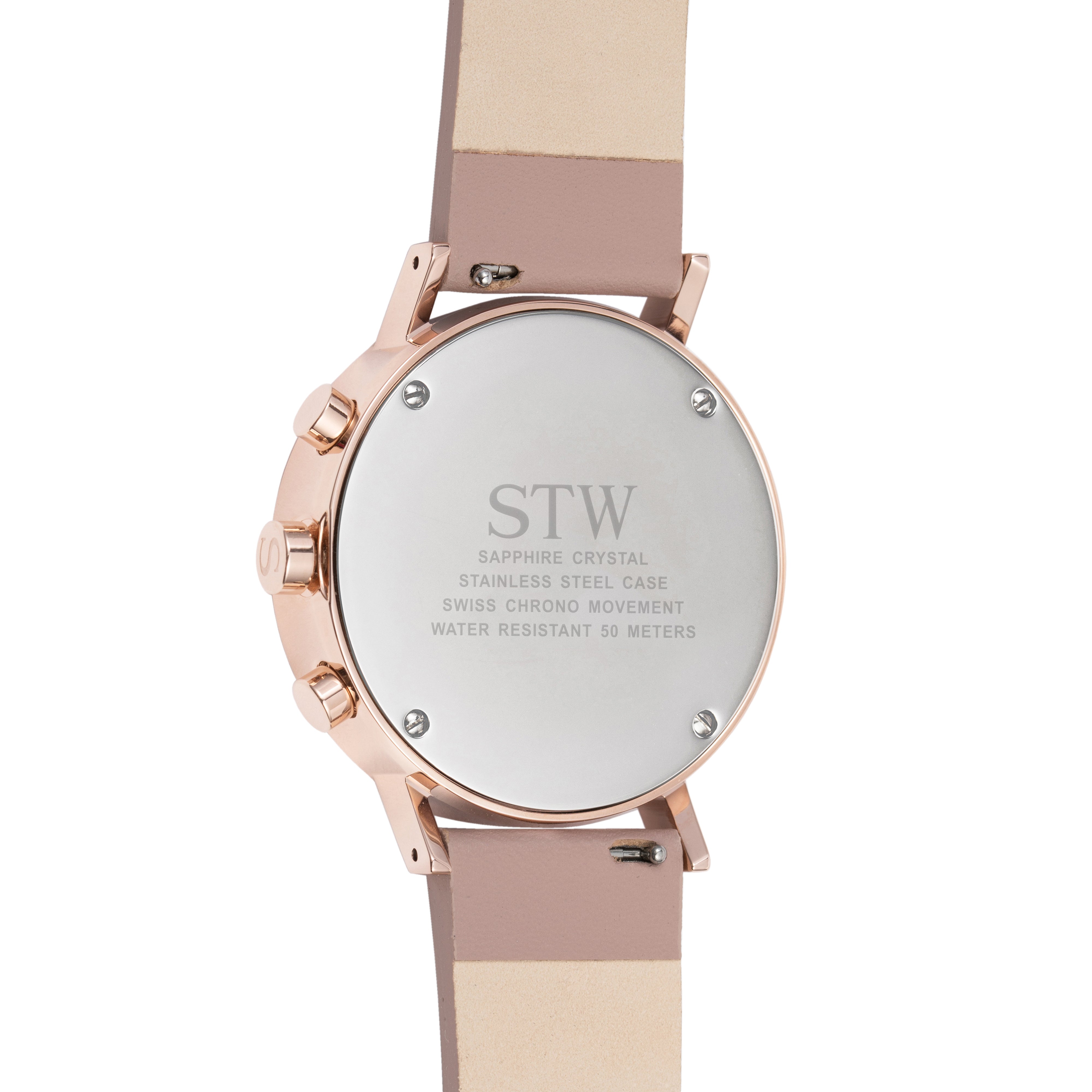 THE CHRONO - WHITE DIAL / PINK LEATHER STRAP WATCH