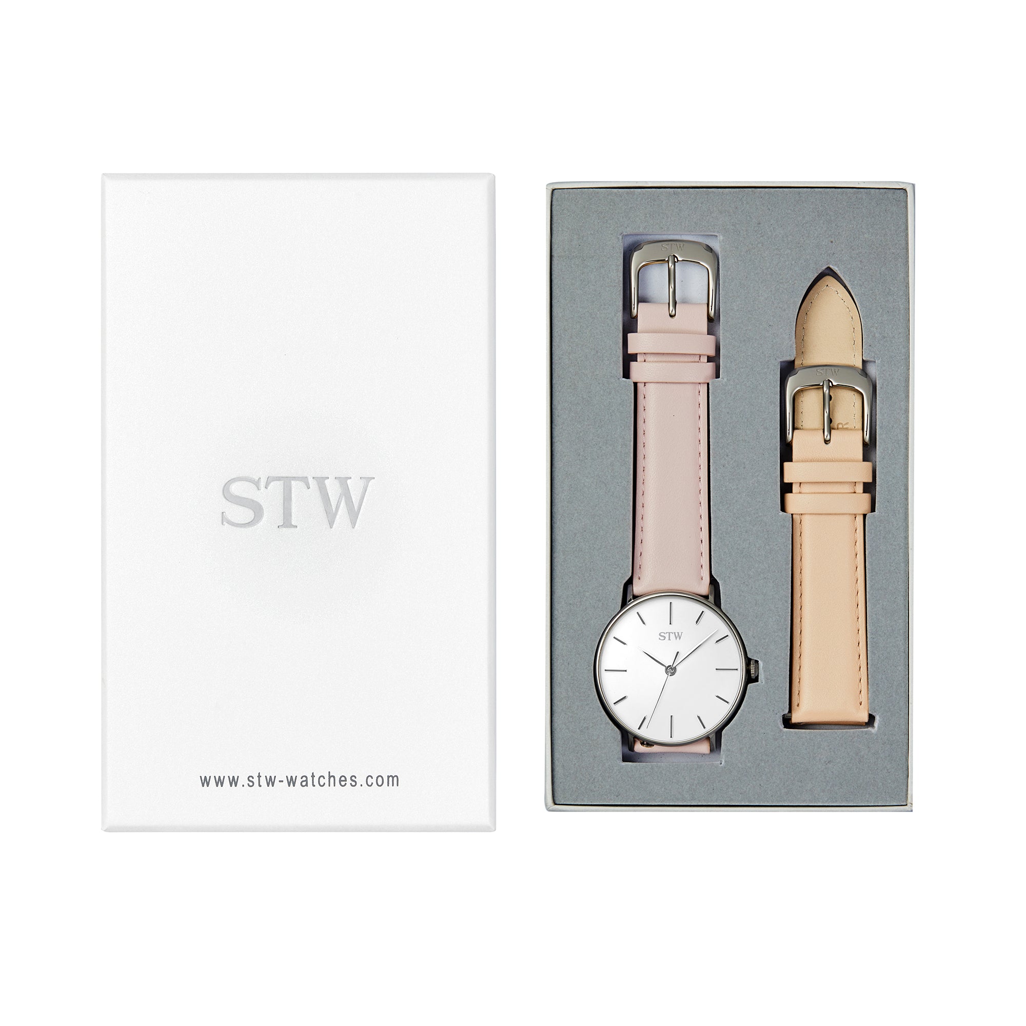 THE HERITAGE -  WHITE DIAL / BABY PINK LEATHER STRAP WATCH