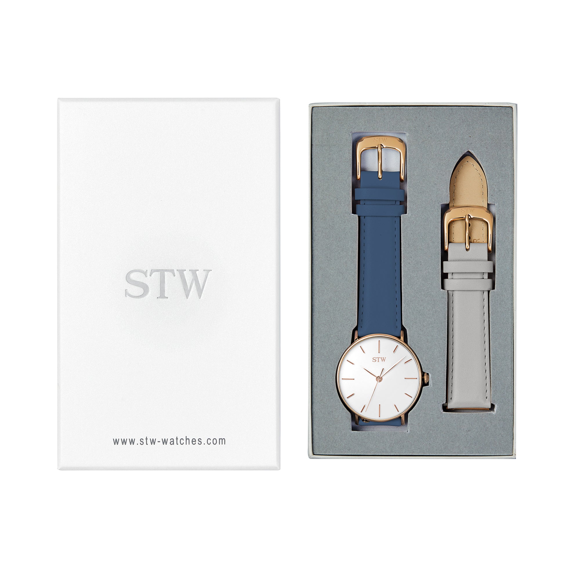 THE HERITAGE -  WHITE DIAL / BLUE LEATHER STRAP WATCH