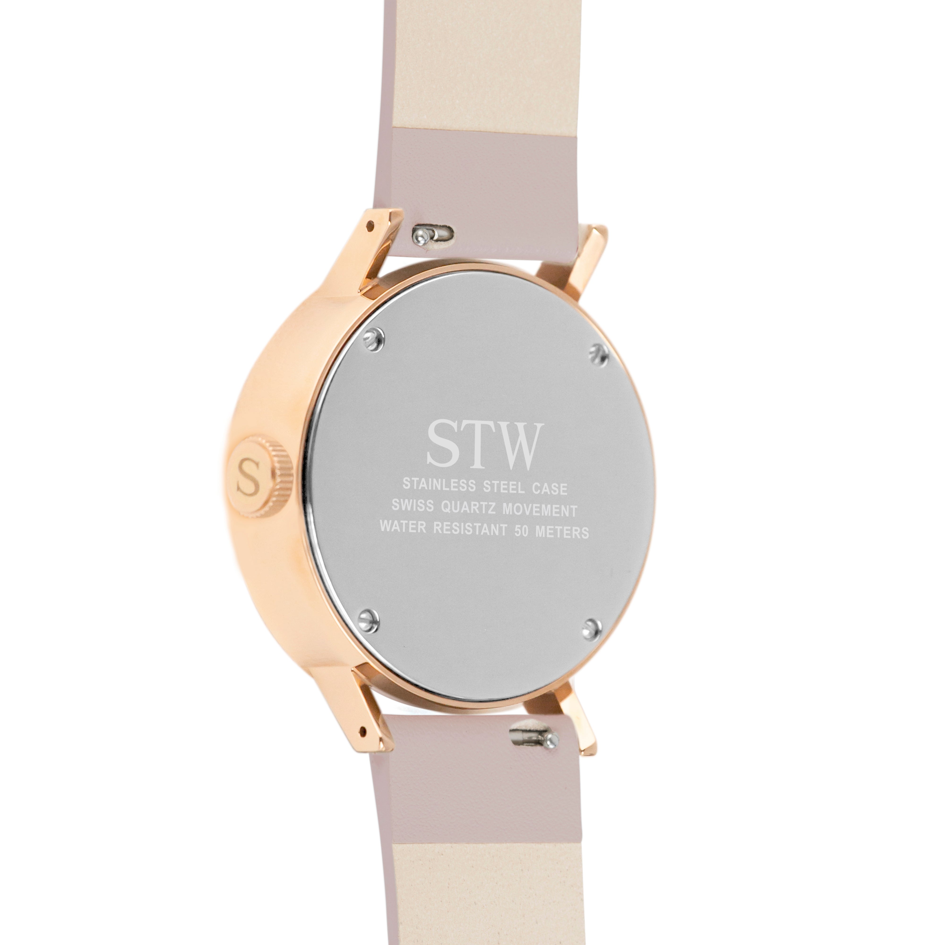 CUT OUT -  WHITE DIAL / PINK LEATHER STRAP WATCH