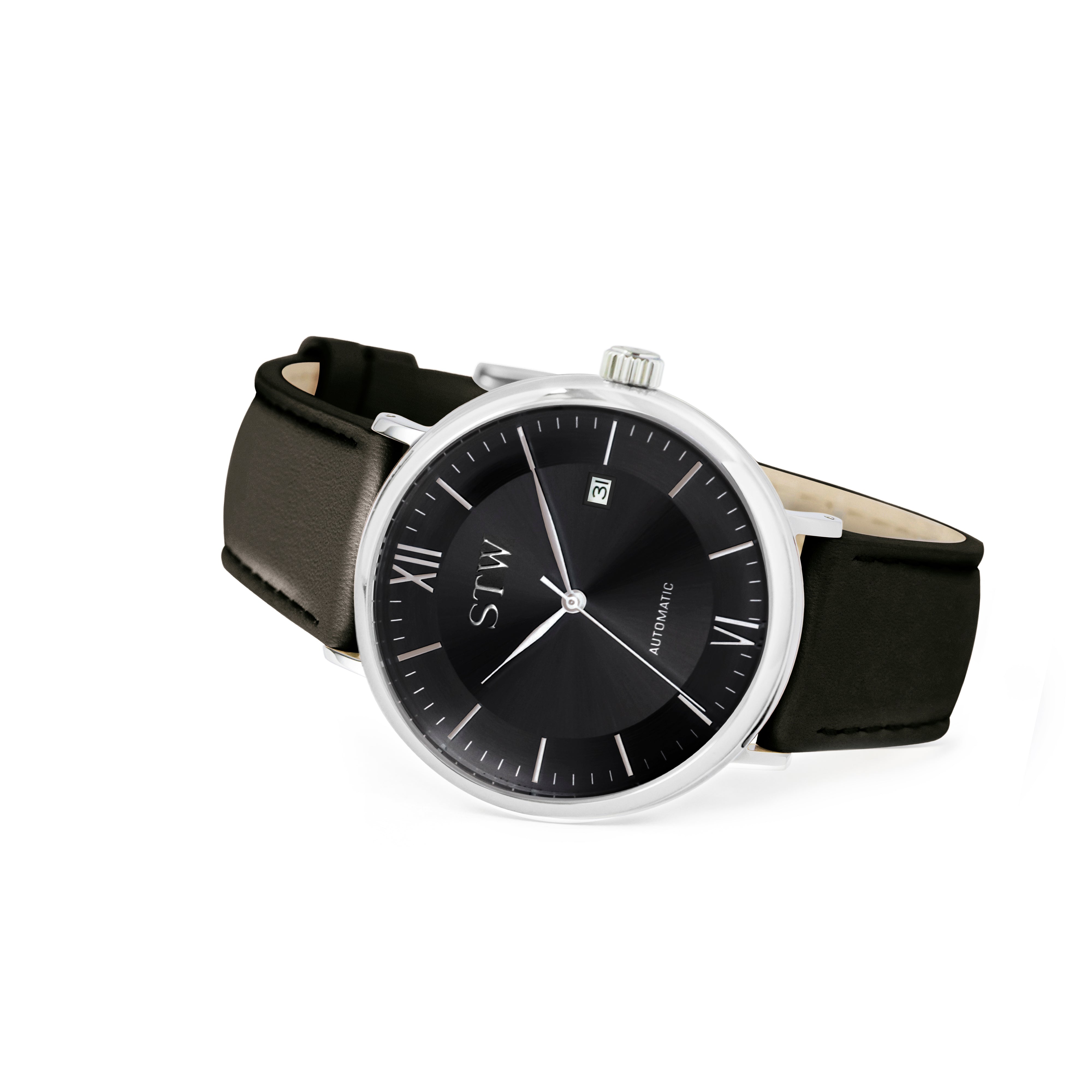 THE AUTO -  BLACK DIAL / BLACK LEATHER STRAP WATCH