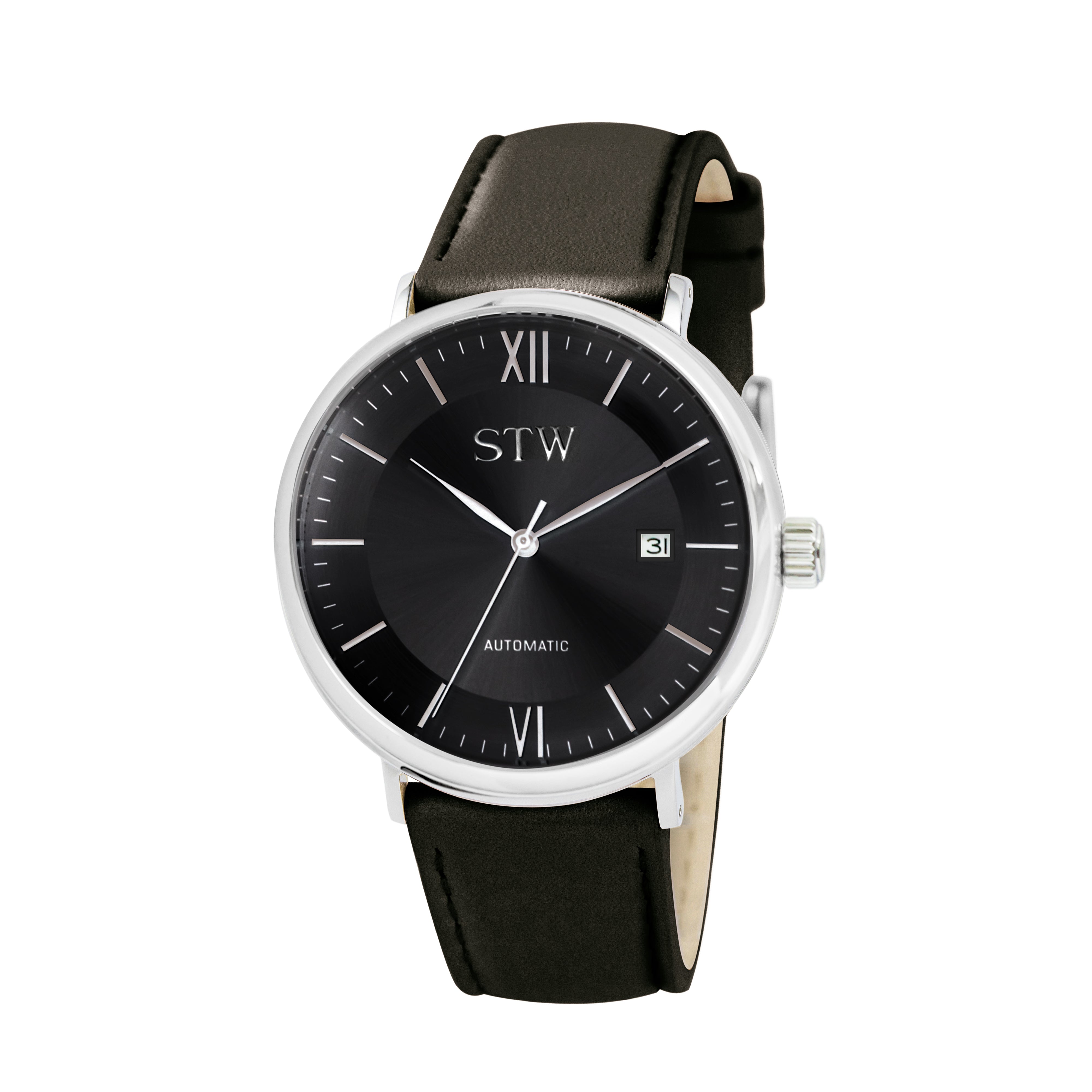 THE AUTO -  BLACK DIAL / BLACK LEATHER STRAP WATCH
