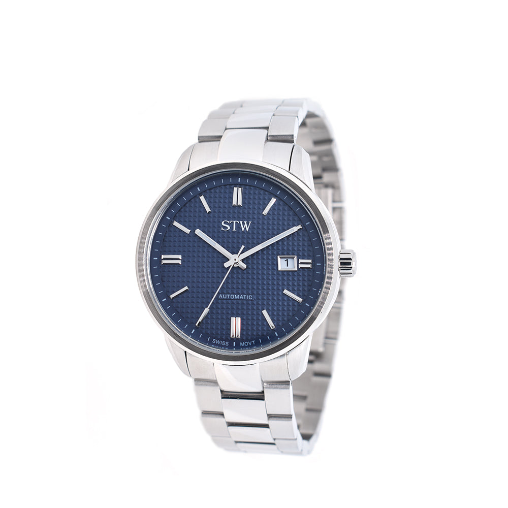 THE AUTO -   BLUE DIAL/ SILVER METAL BAND