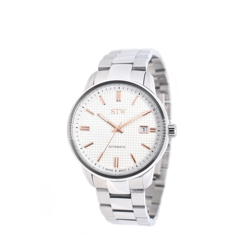THE AUTO -   SILVER WHITE DIAL/ SILVER METAL BAND